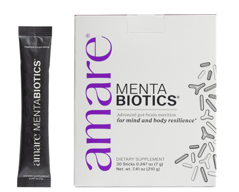Unflavored Amare MentaBiotics box and stick pack